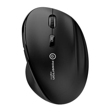 Powerton ERGO CLOE ergonomski bežični optički miš (2.4 GHz, 1600 DPI, prostor za prijamnik, crni)