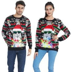 Nikcorp Božićni sweter unisex s LED osvjetljenjem, pleteni, topli, smiješni alpaka dizajn, 95% akril 5% pamuk, regular fit, okrugli izrez, dugi rukav, crni, XXL