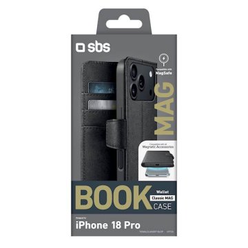 SBS Klasična futrola-novčanik za iPhone 18 Pro/17 Pro, crna (TEWALCLMAGIP1863P)