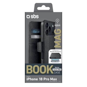 SBS Klasična futrola-novčanik za iPhone 18 Pro Max/17 Pro Max, crna (TEWALCLMAGIP1869)