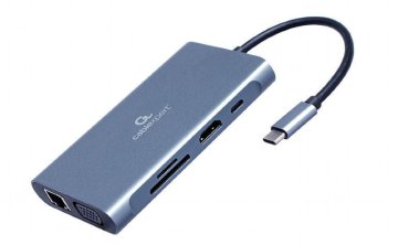 Gembird A-CM-COMBO7-01 USB Type-C 7-u-1 višeporni adapter USB-C, 3xUSB-A, 1xUSB-C, 1xHDMI, VGA, RJ45, 3,5 mm