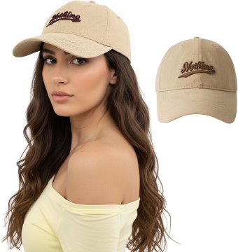 Nikcorp Bejzbolska kapa pamučna vezena s kozirom 100% pamuk podesiva ljetna smeđa bež 54–59 cm unisex lagana prozračna higroskopna vez natpis Nothing sportska casual