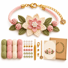 Vixson DIY set za heklanje i izradu narukvica s perlama, kukicama i uputama za početnike | CROCHETIA Cvijet
