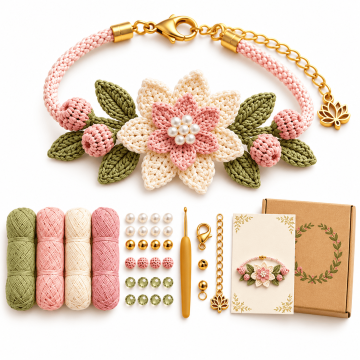 Vixson DIY set za heklanje i izradu narukvica s perlama, kukicama i uputama za početnike | CROCHETIA Cvijet