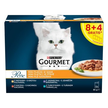 Purina Gourmet Perle vlažna hrana za mačke - pačetina, puretina, janjetina, tuna (12x85g)