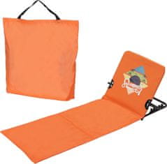 Nikcorp Sklopiva plažna podloga s podesivim naslonom 145 x 47 x 45 cm narančasta lagana 1,7 kg metalni okvir poliesterska tkanina 4 stupnja regulacije 2 džepa torba za nošenje