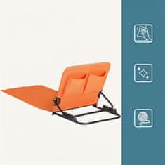 Nikcorp Sklopiva plažna podloga s podesivim naslonom 145 x 47 x 45 cm narančasta lagana 1,7 kg metalni okvir poliesterska tkanina 4 stupnja regulacije 2 džepa torba za nošenje
