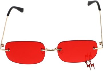 Nikcorp Stilske Sunčane Naočale Bez Okvira Rimless Metalne Univerzalne Crvene za Zabave Fotografije Ljeto Muškarce i Žene Ultralagane Izdržljiva Metalna Legura Moderan Party Dizajn