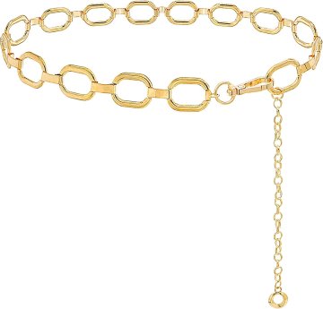 Nikcorp Ženski metalni lančani remen O-ring zlatni za haljine i košulje, elegantan ukrasni pojas za struk, lagan, podesiv, izdržljiva metalna legura, veličina XL, za svakodnevnu, večernju odjeću i prigodne