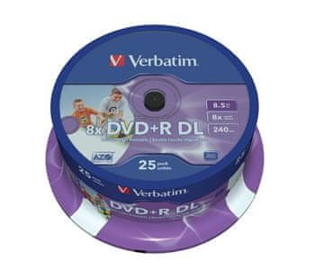 Verbatim DVD+R medij 8,5GB 8x DoubleLayer Printable, 25 kom