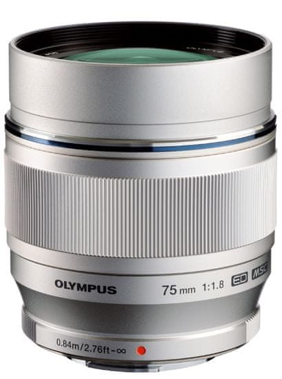 Olympus objektiv 75 mm M.ZUIKO DIGITAL ED f/1,8, srebrni