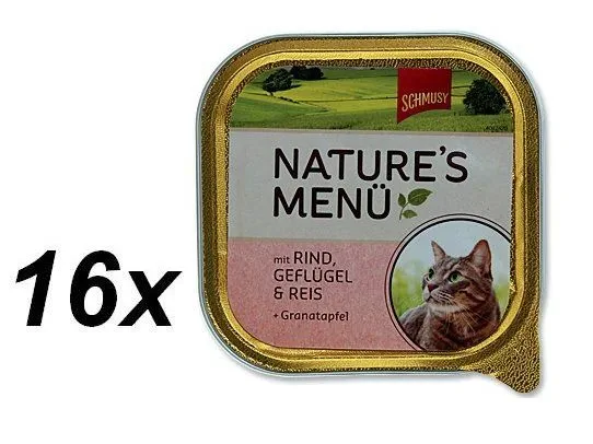Schmusy hrana za mačke Nature, govedina i perad, 16 x 100 g