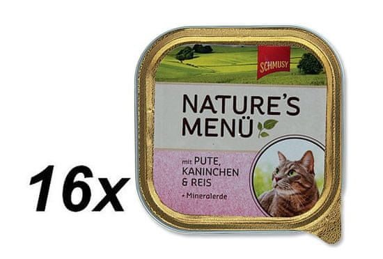 Schmusy hrana za mačke Nature, puran+zec 16x100g