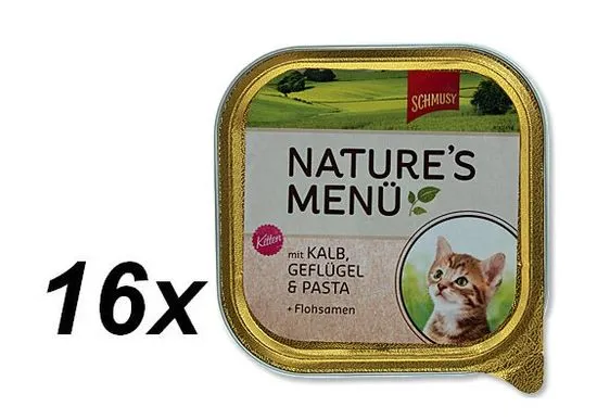 Schmusy hrana za mačiće Nature Junior, teletina i piletina, 16x100 g