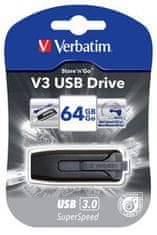 Verbatim prijenosni USB stick Store'N'Go V3 64 GB, crni (49174)