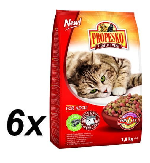 Propesko hrana za odrasle mačke, povrće i govedina, 6x1,8 kg