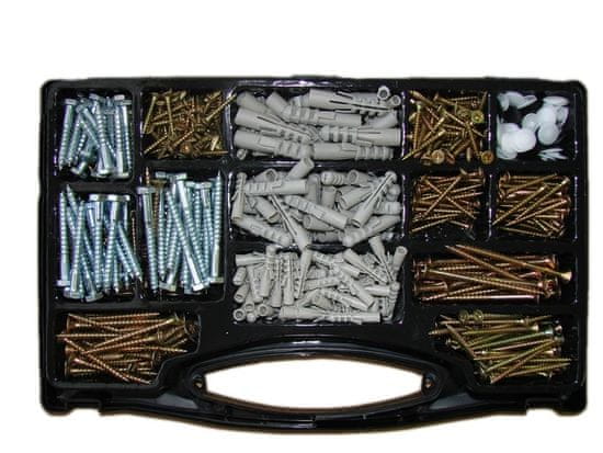 Vijci za drvo u kutiji – 620-dijelna garnitura vijaka, tipli i čepića
