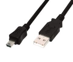 Digitus kabel USB A-B mini 1,8 m, dvostruki oklop, crni