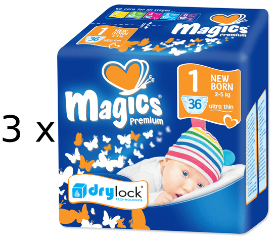 Magics Premium 1 Newborn Jumbo pack (2-5 kg) 108 komada