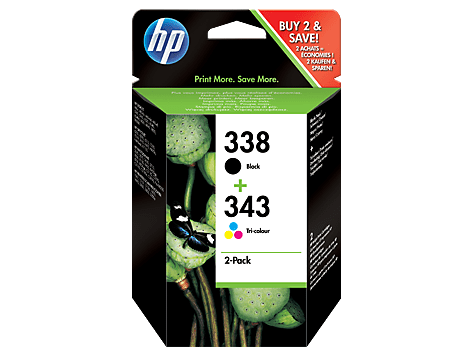 HP tinta 338 i 343, crna, plava, crvena, žuta