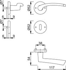 Hoppe garnitura Ibiza, rozeta 1171/17KV/17KVS F1 OB, aluminijska