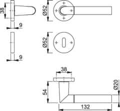 Hoppe garnitura Lecce, rozeta 1405/42KV/42KVS F49/F9-2 OB, aluminijska