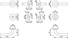 Hoppe garnitura Maribor, rozeta 1766/17KV/17KVS F1 WC, aluminijska