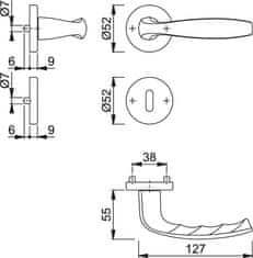 Hoppe garnitura New York, rozeta 1810/42KV/42KVS F9 OB KL.3, aluminijska