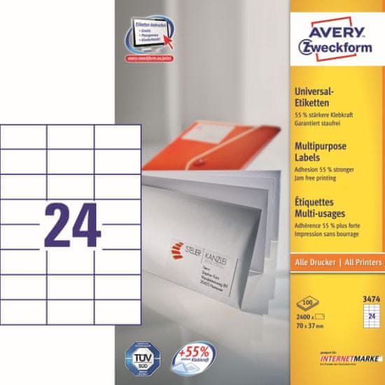 Avery Zweckform etikete 3474, 70x37 mm