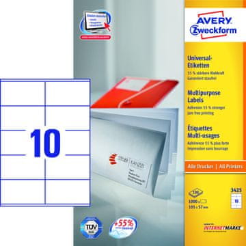 Avery Zweckform etikete 3425, 105x 57 mm, bijele