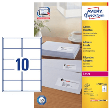 Avery Zweckform etikete L7173-100, 99.1 x 57 mm, bijele
