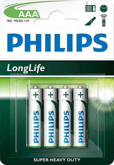 Philips baterija AAA Longlife Blister, 4 komada (R03)