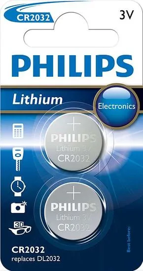 Philips Baterija CR2032P2/01B, 3 V, 2 kom