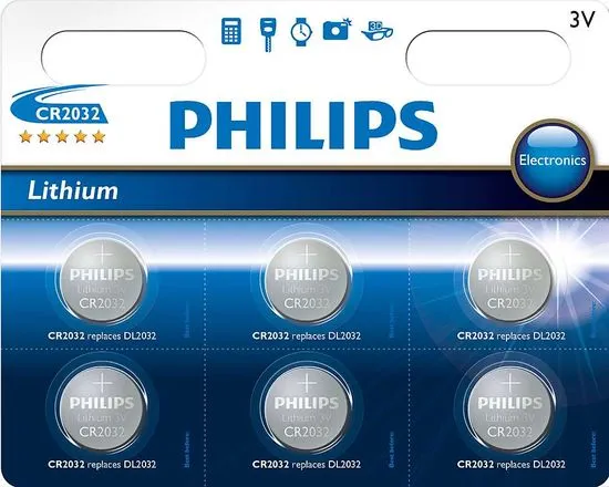 Philips baterija CR2032, 3 V, 6 komada