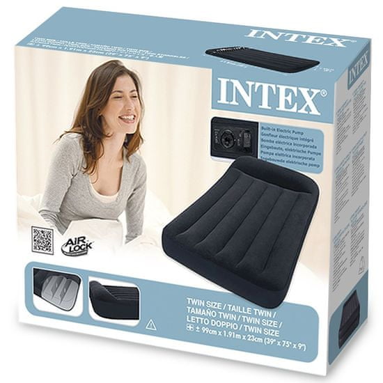 Intex krevet na napuhavanjeTwin Pillow rest classic airbed (w/220-240V, sa ugrađenom pumpom) crni