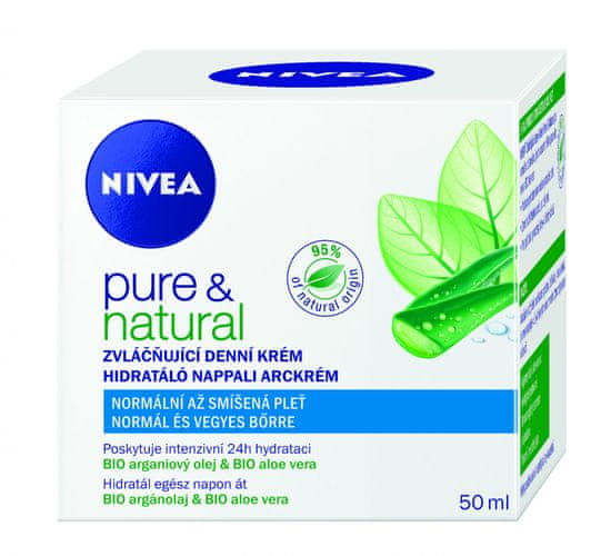 Nivea dnevna hidratantna krema za normalnu do miješanu kožu Pure & Natural, 50 ml