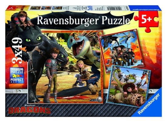 Ravensburger puzzle Kako istrenirati svog zmaja - Dragon Riders, 3x49 dijela