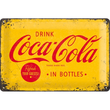 Postershop ukrasna tabla Coca-Cola (žuta) 20 x 30 cm