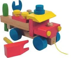 Woody kamion za montažu, u boji, drveni, 17 komada (šk.90101)