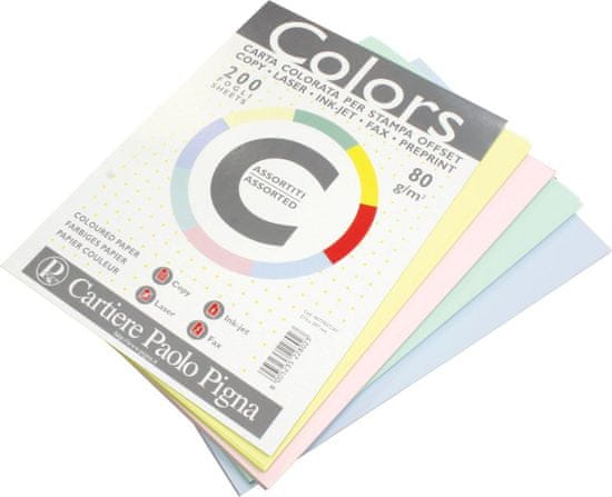 Pigna uredski papir A4, mix pastelnih boja, 200 listova