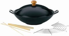 Kela wok od lijevanog željeza s dodacima,36cm