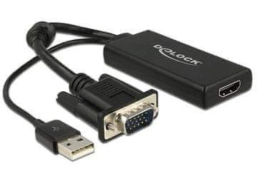 Delock adapter VGA M HD15 - HDMI Ž - Aktivni 25 cm
