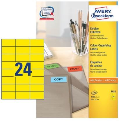 Avery Zweckform Etikete 3451 70X37, žute, 100 listova