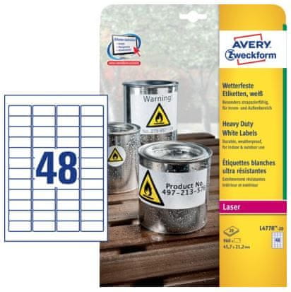 Avery Zweckform etikete L4778-20 245,7 x 21,2 mm, bijele, paket 20 listova