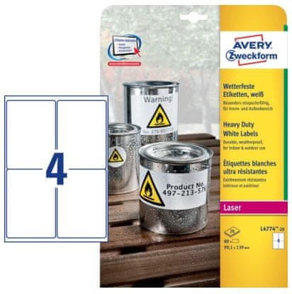 Avery Zweckform etikete L4774-20 99,1 x 139 mm, bijele, paket 20 listova