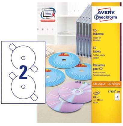 Avery Zweckform etikete Zweckform L7676-100 za označavanje CD/DVD medija, bijele