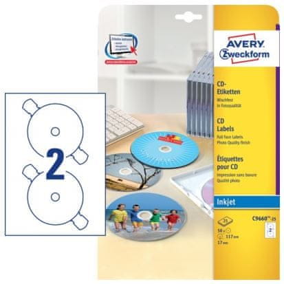 Avery Zweckform etikete za označavanje CD/DVD medija Zweckform C9660-25, bijele