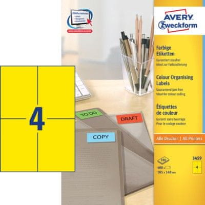 Avery Zweckform Etikete 3459 105X148, žute, 100 listova