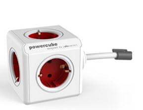 Allocacoc PowerCube s produžnim kablom i USB, 3 m, crveni