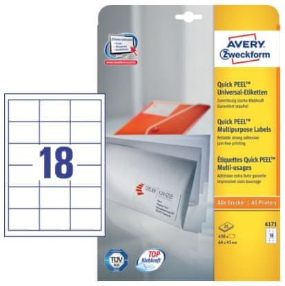 Avery Zweckform etikete 6172, 64.6 x 33.8 mm, bijele